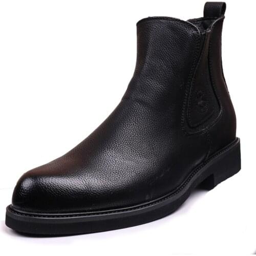 Winter Boots Men High-top Leather Shoes New Black Casual Men Boots Winter Shoes Fashion Chelsea Boots Autumn Winter Men Shoes