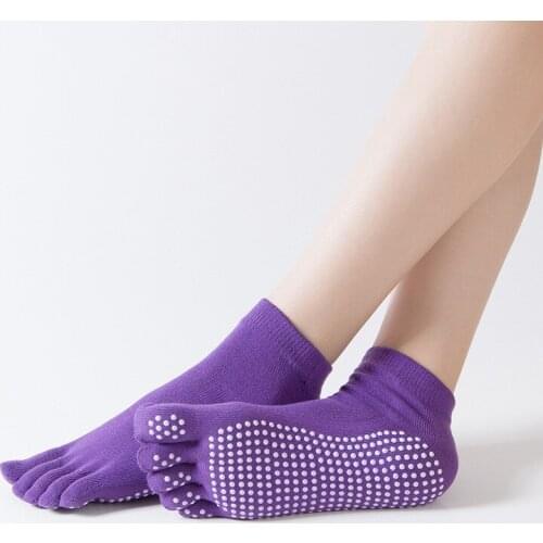 1 Pair Sports Yoga Socks Five Finger Slipper Anti Slip Lady Pilates Sock Ballet Heel Dance Socks