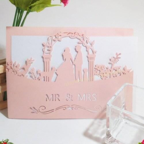 10pcs Laser Cut Bride and Groom Invitation Card Wedding Invitations Cards Greeting Cards Postcard Event Party Supplies 7ZSH070