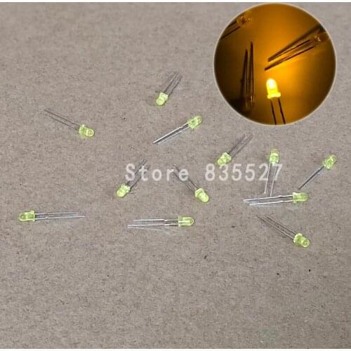 100pcs/lot 3mm yellow in the color DIP Round LED light emitting diode short legs For DIY lights LEDS Light Beads New original F3