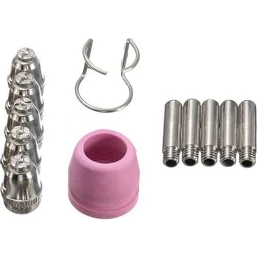 12PCS Plasma Cutting Consumbles Torch Tips Electrodes Ceramic Shield Cups Guide Ring Cutter Torch Parts For AG60 CUT40