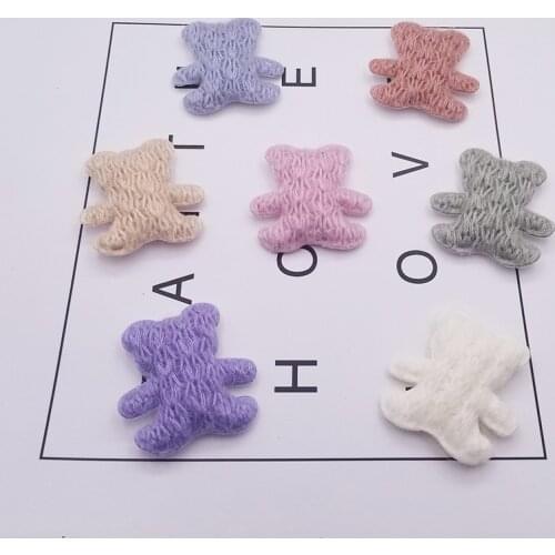 20PCS/LOT 3.8*4cm Felt Bear Padded Appliques For DIY Handmade Children Hair Clip Accessories