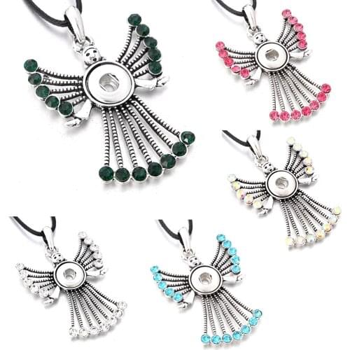 2018 New Snap Button Jewelry Angel Crystal 12mm Snap Buttons Necklace with Chains for Women Gifts Accessories Button Jewelry
