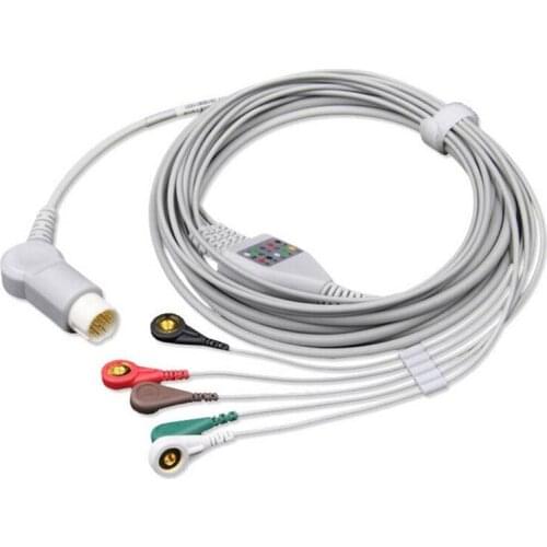 2018 Compatible for Philips/HP 12Pin MP20/30/VM6 Patient Monitor ECG Cable One Piece 5 Leadwire, Monitor Cable Snap End AHA.TPU