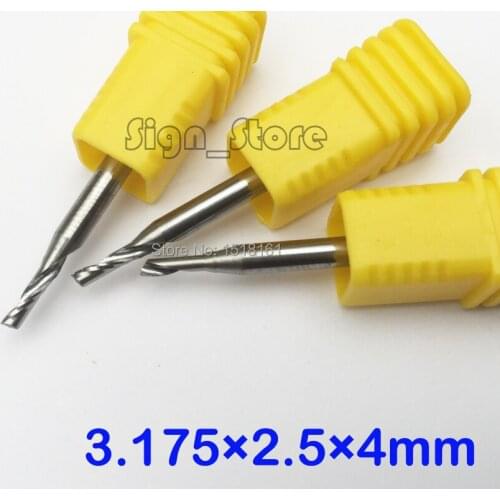 3pcs 3.175x2.5 x 4MM Single Flute Metal Aluminium CNC Bits Milling Tools Cutter Tungsten Carbide End Mill Aluminium Cutting Tool