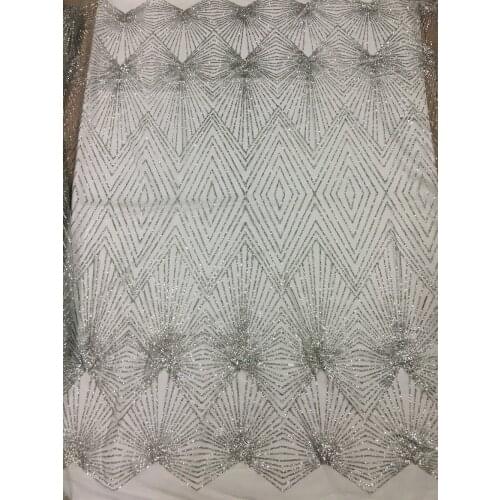 5yard/lot silver african glitter lace fabric JRB-73101 embroidered tulle lace with glued glitter for party dress