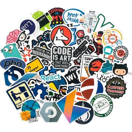 50Pcs Internet Programming Graffiti Tags Java Sticker For Suitcase Scooter Laptop Guitar Mobile Phone PVC Graffiti Stickers