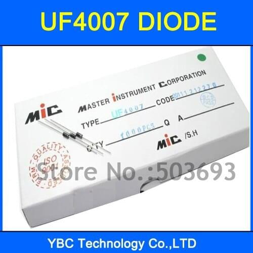 500pcs/lot UF4007 Ultra Fast Rectifier Diode 1000V 1A