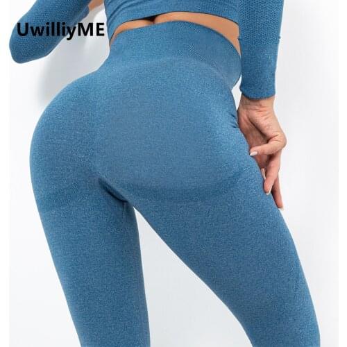 UwillyME Women Seamless Yoga Pants Push Up Smile Shape Hip High Waist Leggings Running Fitness Gym Yoga Tight Stretch Trouser