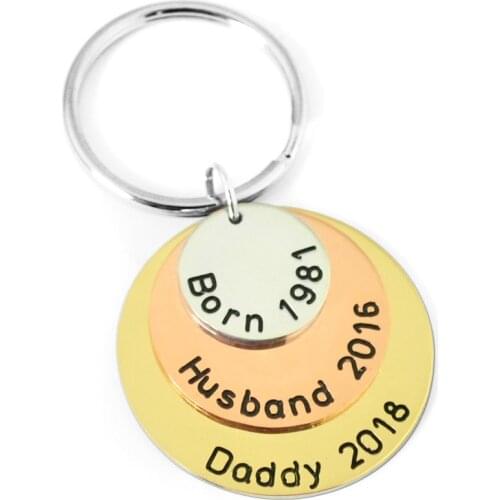 Fathers Gift Keychain,Personalized Dics Keychain,Key Ring for Daddy,Dad Keychain,Fathers Day Gift