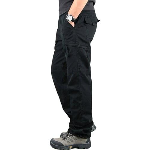 Pants Cargo Mens Jogger Tactical Multi-Pocket Overalls Male Combat Cotton Loose Long Trousers Army Military Work Straight Pants