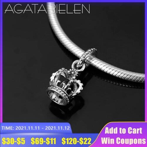 Hot 925 Sterling Silver DIY luxury imperial crown shape fine Pendant Beads Fit Original europeu Charm Bracelet Jewelry making