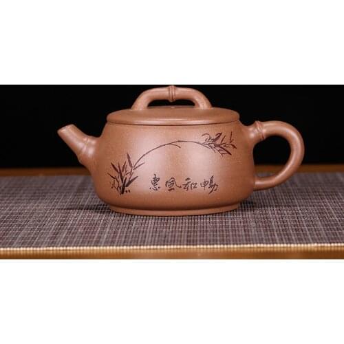 Duan Mud Wide Mouth Stone Scoop Pot Zisha Teapot Yixing Handmade Pot Kung-fu Teaware Purple Clay Drinkware For Puer Green Black
