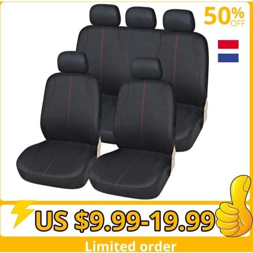 9pcs Car Seat Covers Universal Fit for Trucks, SUVS & Vans Black