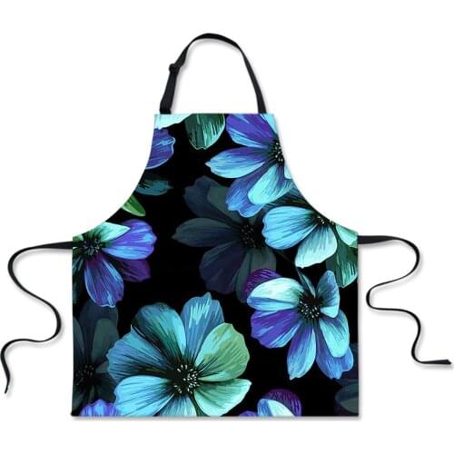 Colorful Flower 3D Print Apron Women Adult Chef Bibs Home Cooking Baking Shop Cleaning Apron Kitchen Baking Accessory Pinafore