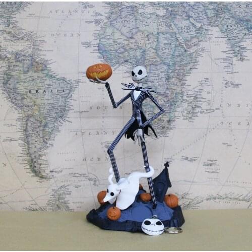Vogue Classic Burton Animation Movie Christmas Jack Pumpkin Tombstone Figure Model Toys + Extra Key Chain Gift Collection