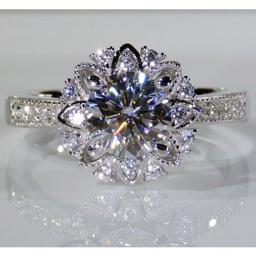 18K Au750 White Gold Women Ring Moissanite Diamonds 1 2 3 4 5 Carat Flower Elegant Wedding Party Engagement Anniversary Ring