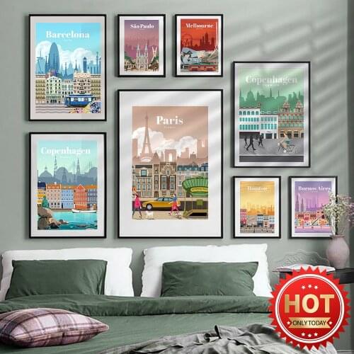Modern Cityscape Prints Poster, Washington DC Paris Tourism Landscape Wall Decor, Scenery Home Decor Wall Stickers
