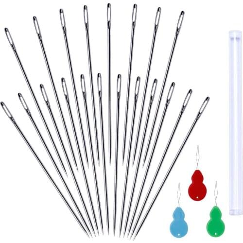 LMDZ 20 Pcs 6.8Inch/17.5cm Long Sewing Needles, Embroidery Needles Large Eye Stitching Needles for Doll Making Sewing Crafts