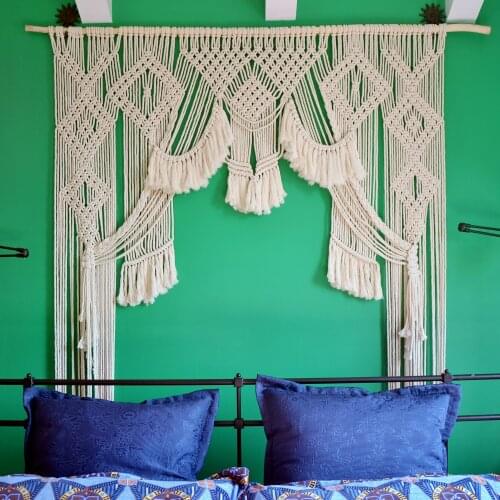 80 Cm X 180 Cm Macrame Wall Art Handmade Cotton Wall Hanging Tapestry with Bohemia Home Wedding Garden Party Decoration