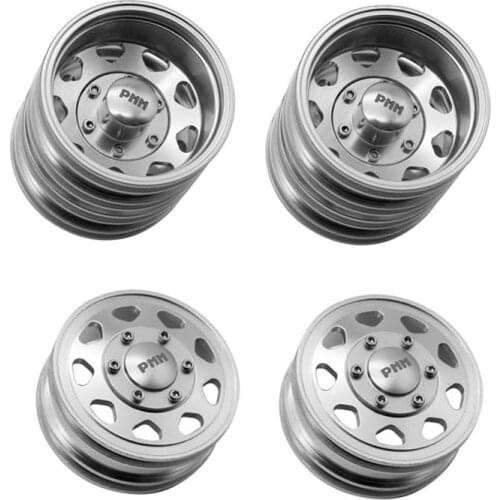 CNC Metal Front and Rear Narrow Wheels for 1/14 Tamiya RC Truck Trailer Tipper Scania MAN Benz Actros Volvo Car Diy Parts