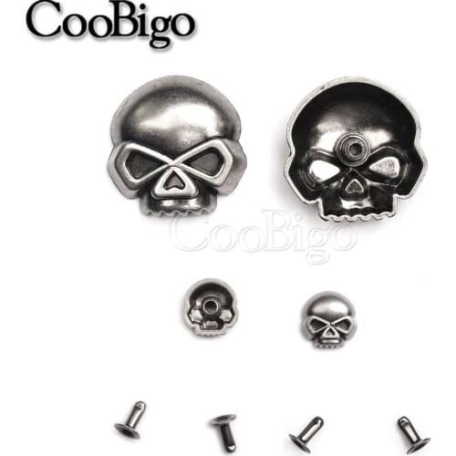 50 Sets Metal Studs Rivet Spikes Punk Rock Rivets for Leather Craft Garment Shoe Bag Bracelet Pets Collar DIY Parts Alien Skull