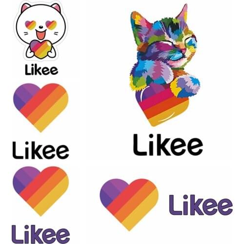 Likee Patches Sticker On Clothes Heat-sensitive DIY Women T-shirt Hoodies Iron On Transfers For Clothing Rainbow Heart Patch