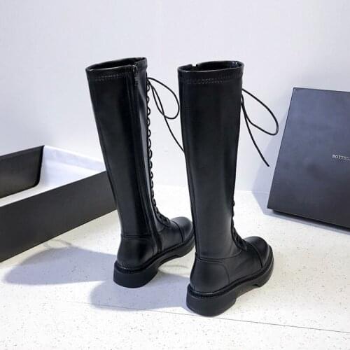 But thigh-thin boots, thigh-high flats, 2020, Versatile lace-up knight boots, slimming boots