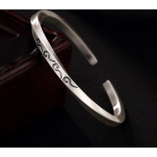 S999 pure silver Mobius ring Xiangyun Bracelet foot silver retro loose twisted simple female Bracelet solid bracelet