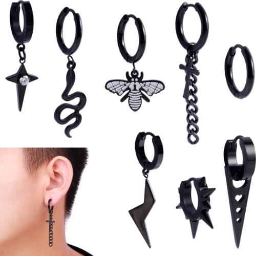 1PC Stainless Steel Black Ear Tragus Helix Cartilage Lobe Ear Stus Ear Clip For Men/Women Punk Earrings Body Piercing Jewelry
