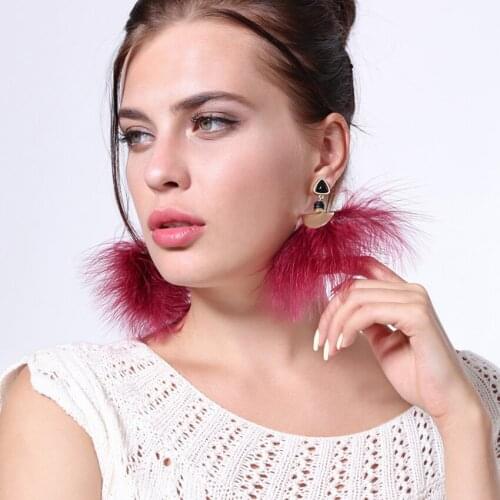Pure Claret Feather Ear Stud Earrings With silvers nail Earrings For Woman Environment-friendly Alloy Plated Feather Ear Nail