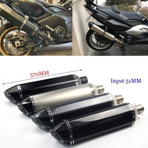 Universal Exhaust Muffler Pipe DB Killer Stainless Steel Escape Input 51mm Vent Silencer 570mm Length Tail Pipe