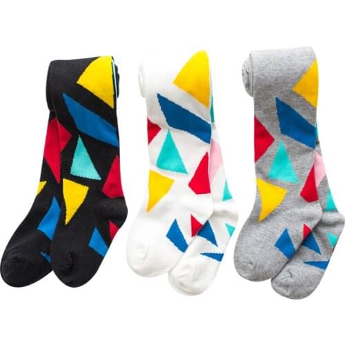 Spring Kids Pantyhose Dance Tights for Girls Stocking Children Triangle Contrast Color Knitted Pantyhose Girls Tights