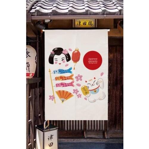 Japan style cotton Japanese Kabuki cat door window curtain home decoration hanging living room kitchen cafe bar coffee house