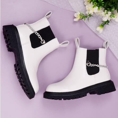 Platform Boots Arrive Genuine Leather Shoes Women Chelsea Boots Nice New Autumn Winter Chain Vogue Shoes Women Ankle Boots