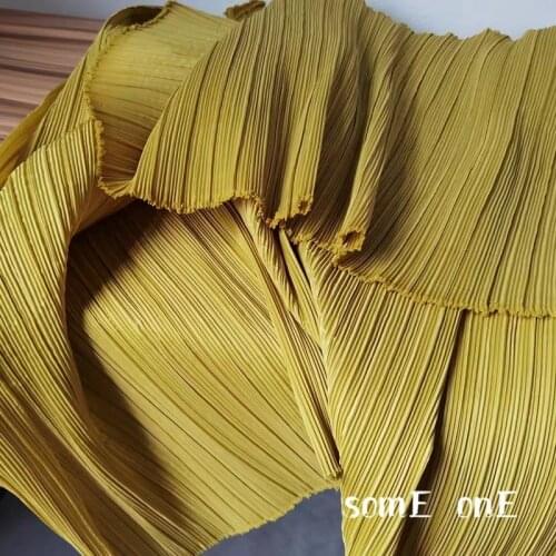 Stiff Pleated Fabric Dark yellow Miyake Folds DIY Patchwork Pants Decor Art Painting Dress Designer Fabric 50*150cm