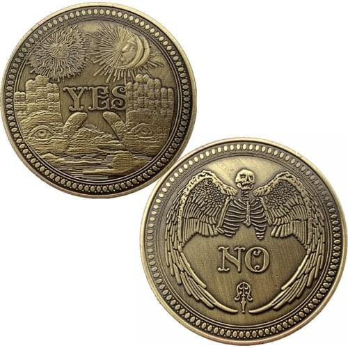 1PCs Metal YES or NO Commemorative Coin Gothic YES NO Letter Coin Classic Magic Tricks TOYS Children Kids Adults Classic Toys