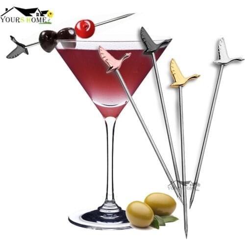10.5cm Fruit Cocktail Pick Stick Stainless Steel Bar Tools Drink Stirring Sticks Martini Picks Party Wedding 4 colors Barware