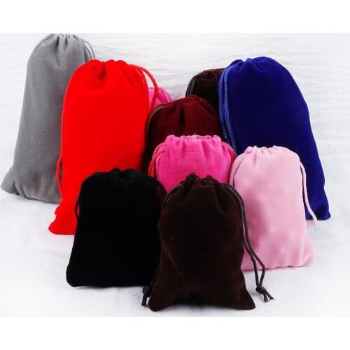 10pcs 5x7/7x9/9x12/10x15cm Velvet Bags Drawstring Pouches Christmas Party Jewelry Gift Display Packing Bags Beads Pouches