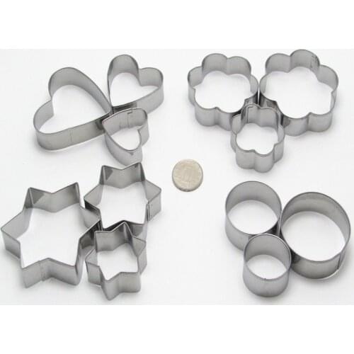 12PCS Kit Stainless Steel Biscuit Mould Portable Round Shape Cake Cookie Mold Kitchen Gadgets Baking Accessories Cookie Cutter