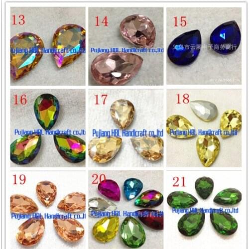 18x25mm 30PCS Double Claws Teardrop Crystal Shining Beads Glass Strass Garment Dresses Rhinestones Decoration