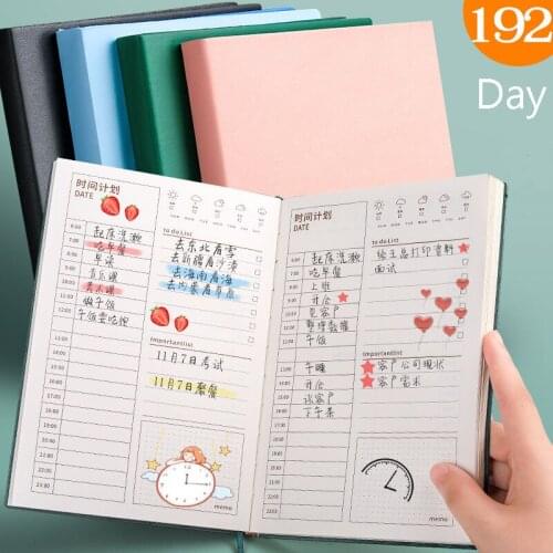 192 Pages A5 Notebook Planner Time Management Daily Weekly Plan Agenda Schedule Diary Notepad School Office Supplies Stationery