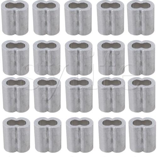 20PCS Silver M5 Double Hole Wire Rope Aluminum Clamp Clip