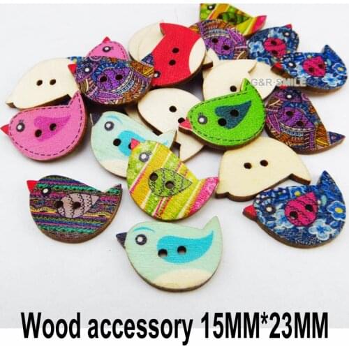 25PCS Chick Buttons 2 Holes Patterns Cartoons Wood Sewing Leaf Button Scrapbook Charms WCF-416X