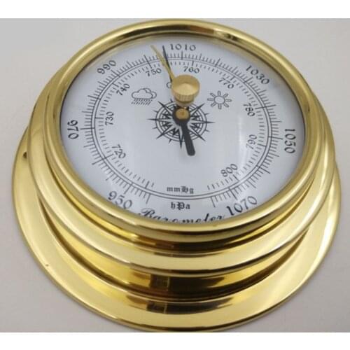 4 Inches 4 PCS/set Thermometer Hygrometer Barometer Watches Clock Copper Shell Zirconium Marine for Weather Station