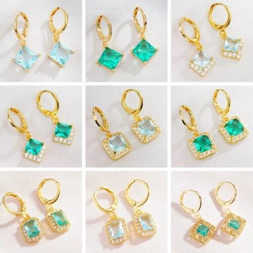 5 Different Styles Elegant Gold Color Square Round CZ Crystals Earrings Simple Fashion New Drop Earrings Girls Gifts Jewelry