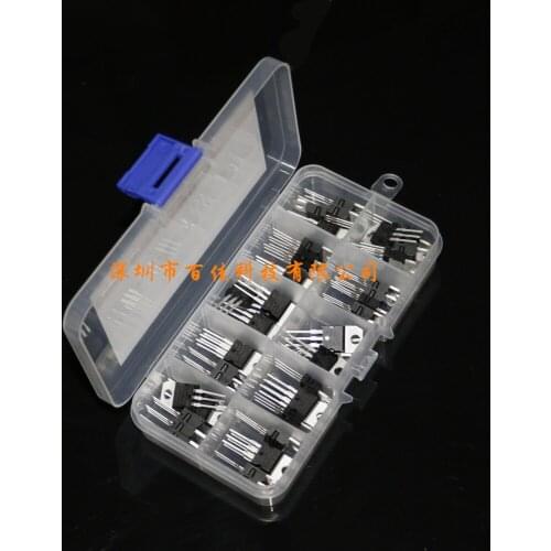 50pcs 10 kinds × 5pcs triode L7805/12/15/24 /7905/LM317T three-terminal voltage stabilizing tube packing box