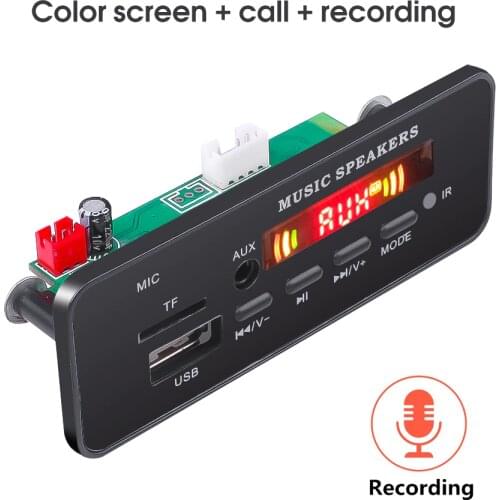 Recording Handsfree Car Kit Bluetooth V5.0 5-12V MP3 Decoder Board Module MP3 Player Remote Control USB FM Aux Radio