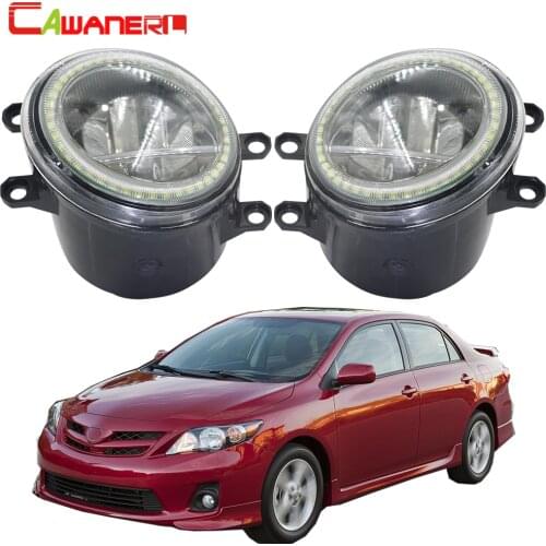 Cawanerl For Toyota Corolla 2007-2015 Car 4000LM LED Bulb Fog Light + Angel Eye Daytime Running Lamp DRL H11 12V 2 Pieces