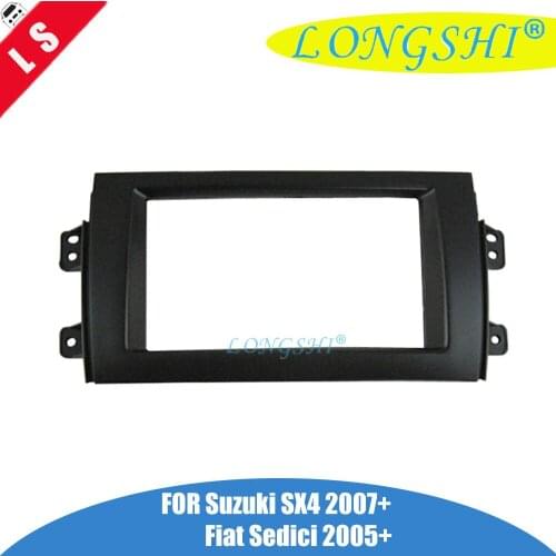 Black 2Din Car Radio Fascia for 2007-2013 Suzuki SX4 for 2005+ Fiat Sedici Stereo Player Panel Face Plate Install Frame 2 din